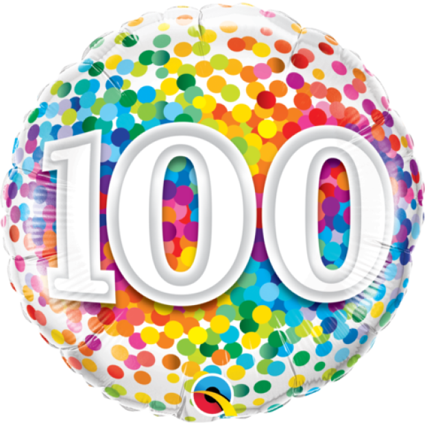 18"(45cm) 100 Rainbow Confetti Foil Balloon