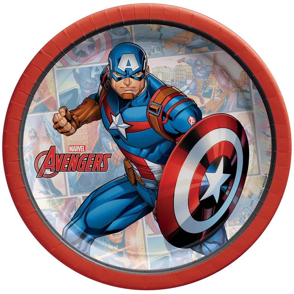 Anagram Avengres P{owers Unite Captain America 17cm Round Paper Plates