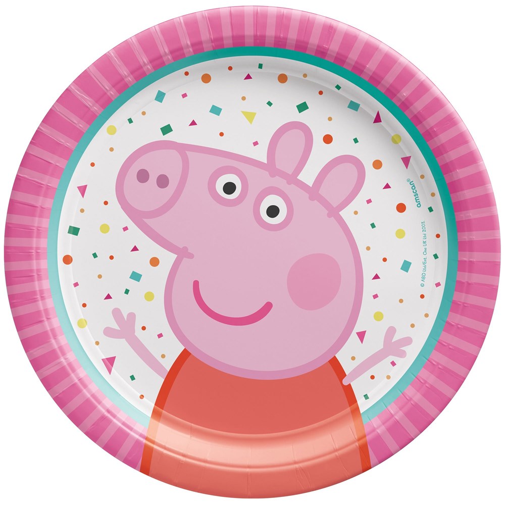 Amscan Peppa Pig Confetti Party 17cm Round Paper Plates (PK8)