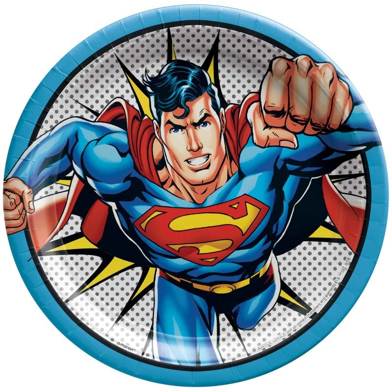 Justice League Heroes Unite Superman Paper Plates (PK8)