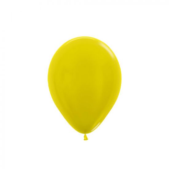 Sempertex 5" 12cm Metallic Yellow Mini Latex Balloon