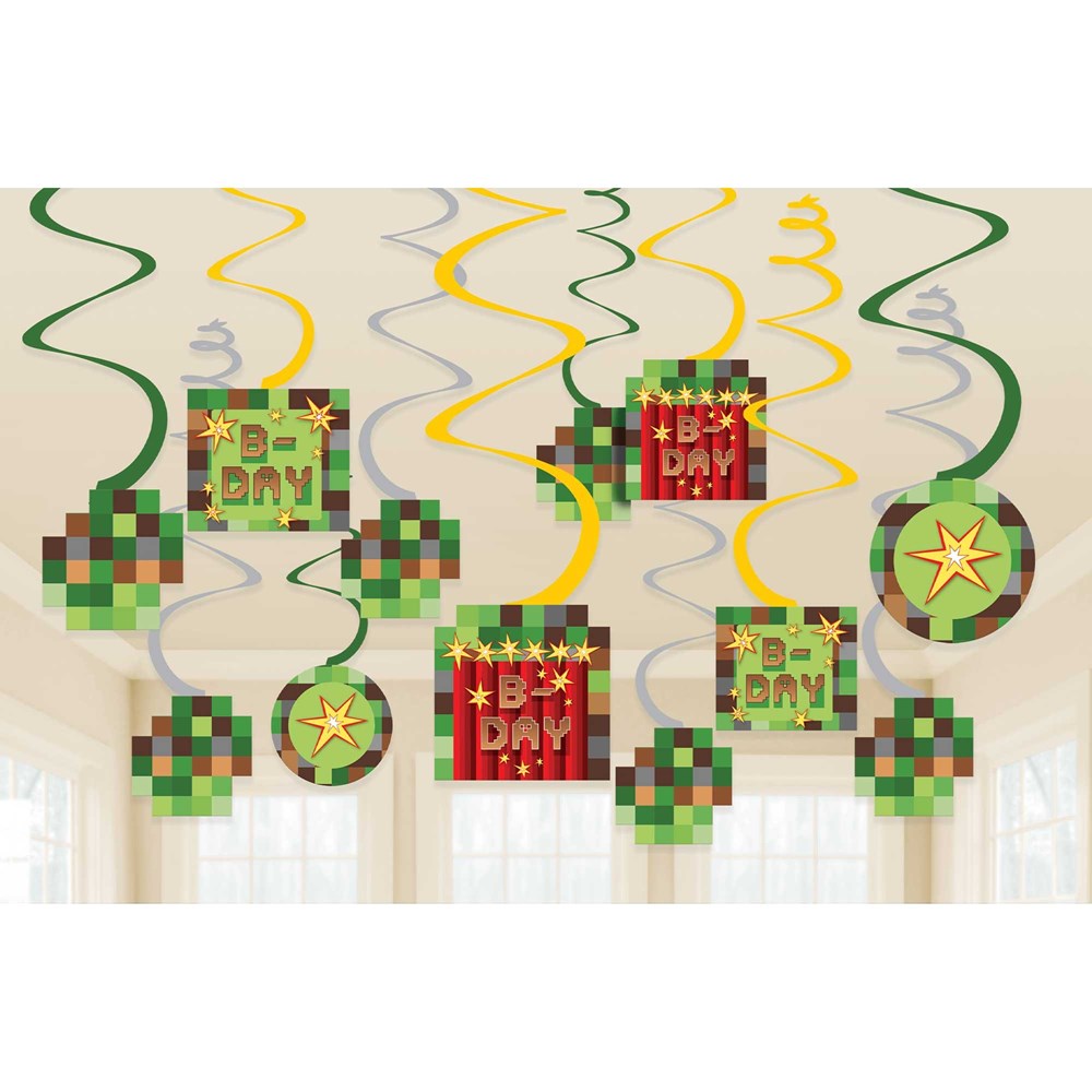 Amscan Minecraft TNT Party! Spiral Swirls Hanging Decorations