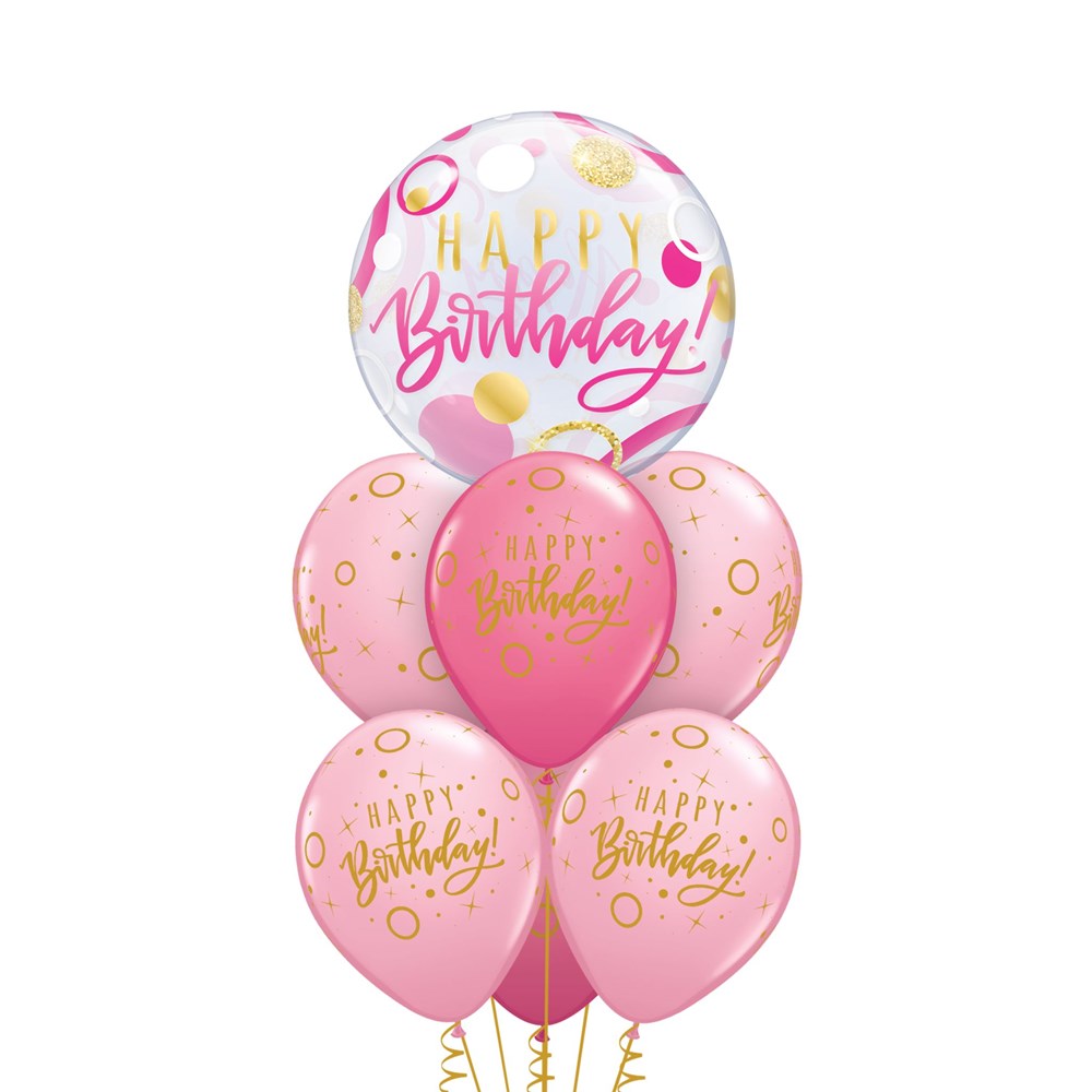 Helium Balloon Bouquet Combo with 1 Orbz Balloon and 6 latex balloons