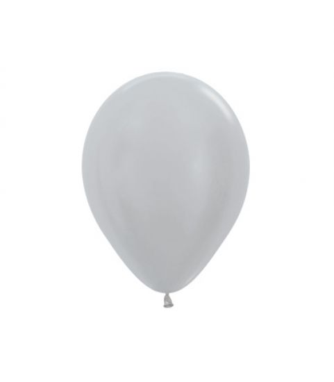 Sempertex 5" 12cm Satin Silver Mini Latex Balloon