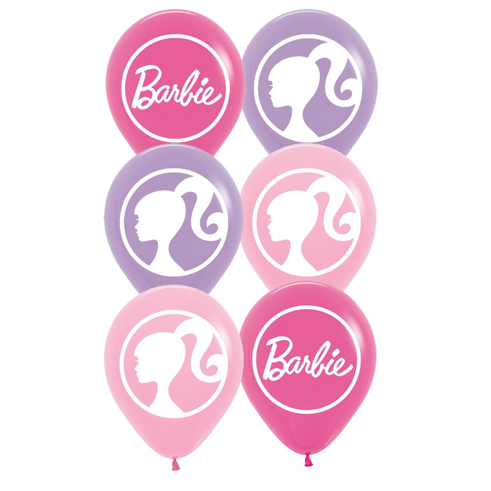 12" (30cm) Barbie Regular Latex Balloons Pack (PK6)
