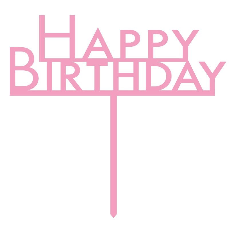 Light Pink Happy Birthday Acrylic Cake Topper