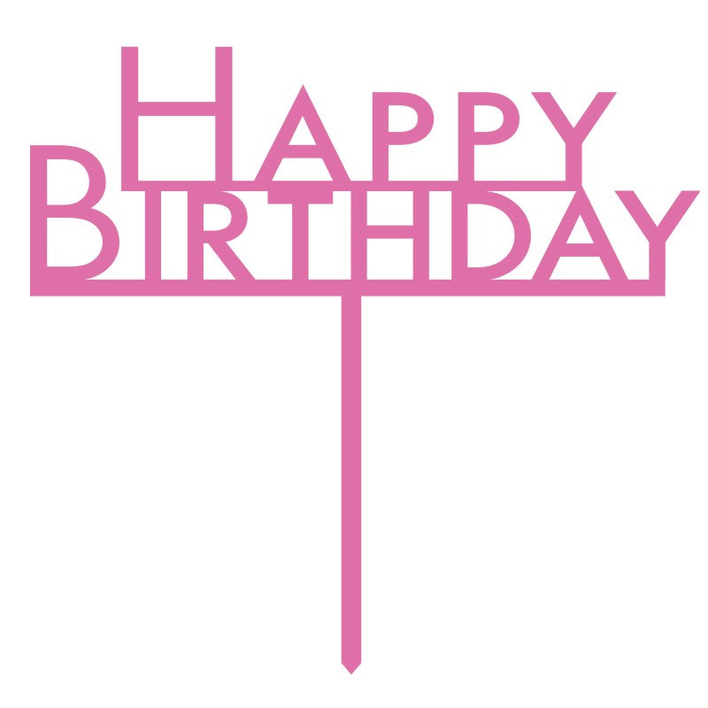 Bright Pink Happy Birthday Acrylic Cake Topper