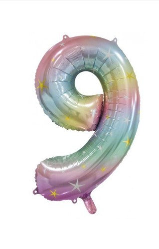 Decotex 34" Pastel Rainbow Foil Number Balloon 9