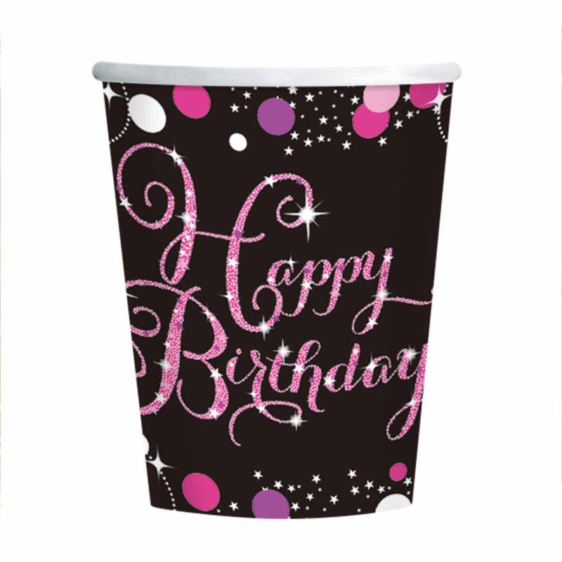Pink Celebration Happy Birthday Cups (PK8)