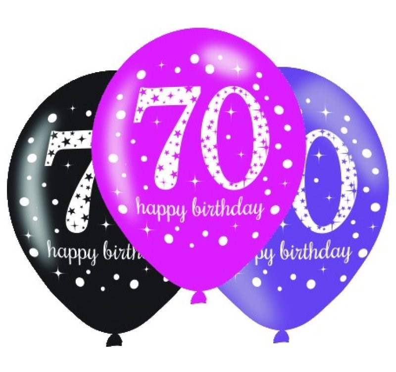 Pink Celebration 70th Regular Latex Balloon Pack (PC6)