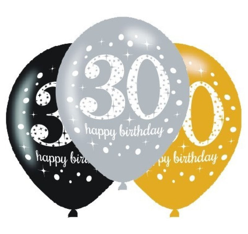 Sparkling Celebration 30th Latex Balloon Pack (PC6)