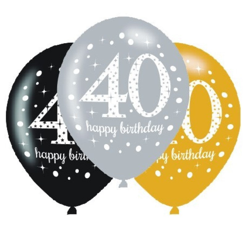 Sparkling Celebration 40th Latex Balloon Pack (PC6)