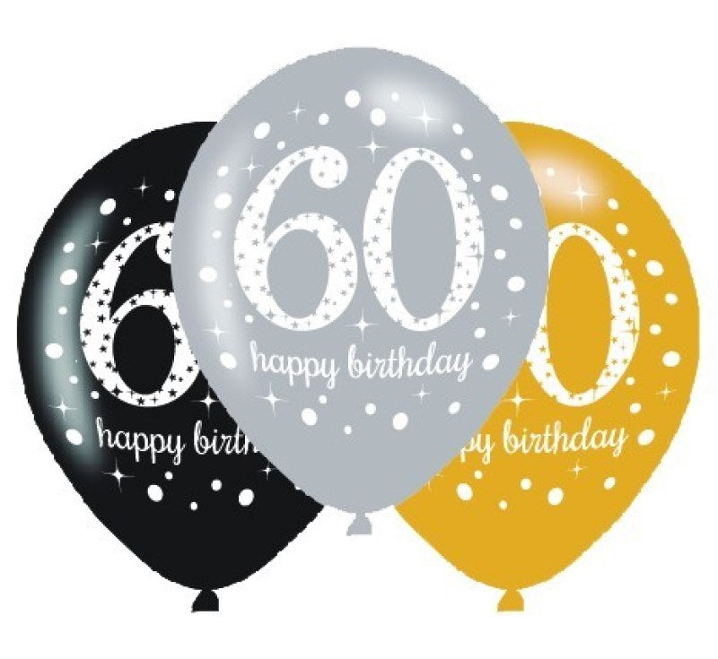 Sparkling Celebration 60th Latex Balloon Pack (PC6)