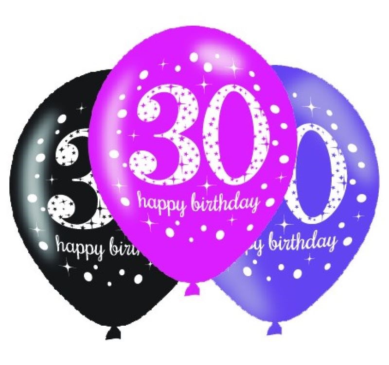 Pink Celebration 30th Regular Latex Balloon Pack (PC6)