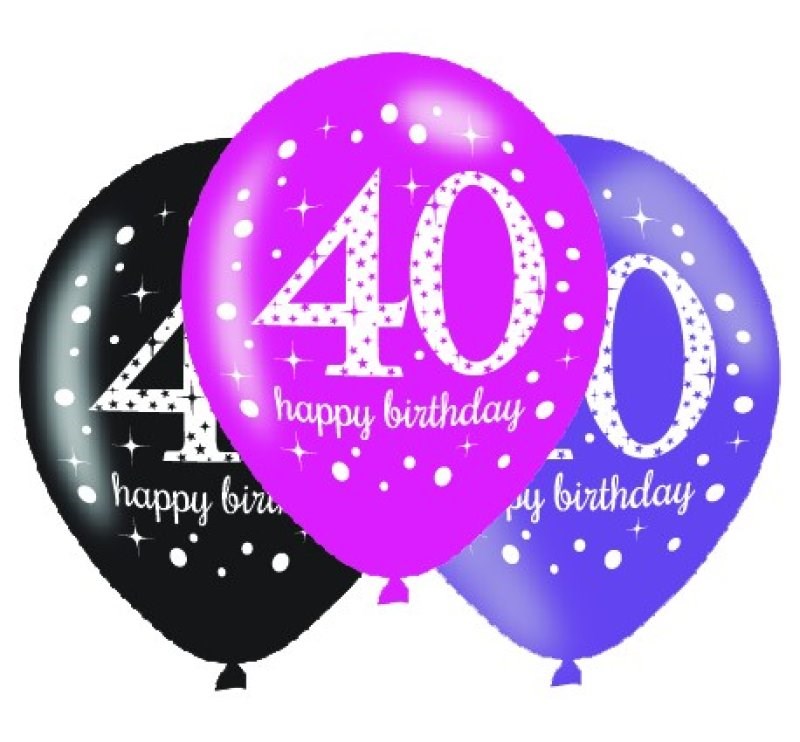 Pink Celebration 40th Regular Latex Balloon Pack (PC6)