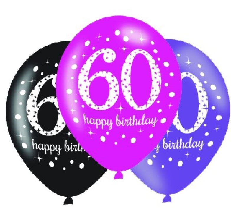 Pink Celebration 60th Regular Latex Balloon Pack (PC6)