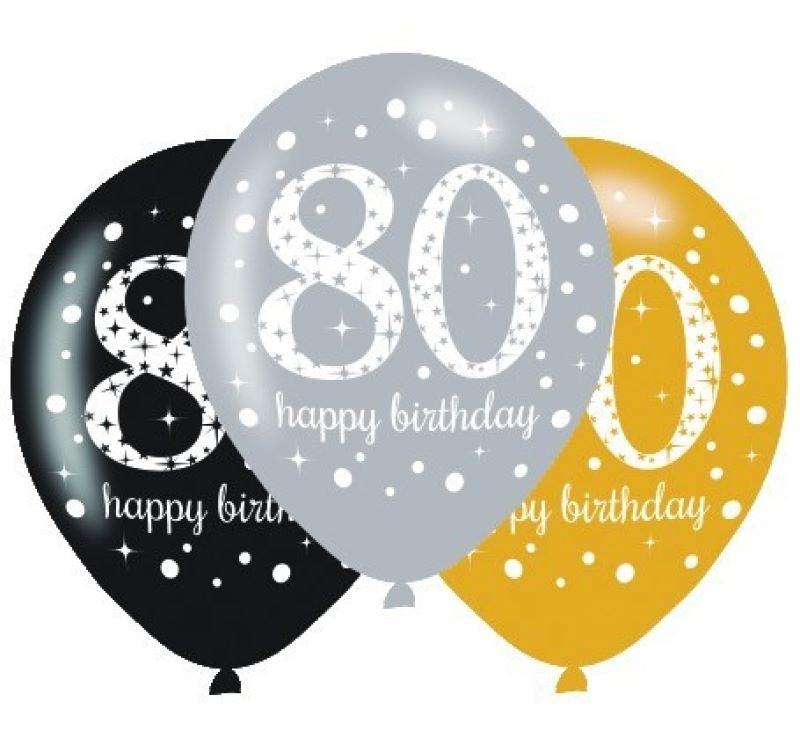 Sparkling Celebration 80th Latex Balloon Pack (PC6)