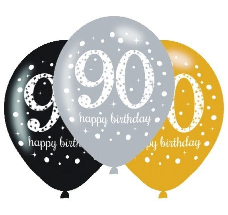 Sparkling Celebration 90th Latex Balloon Pack (PC6)