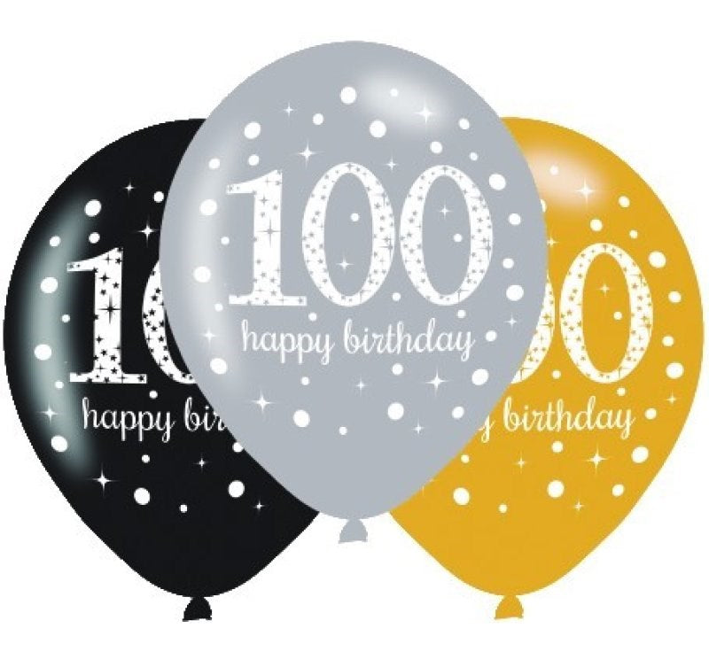 Sparkling Celebration 100th Latex Balloon Pack (PC6)