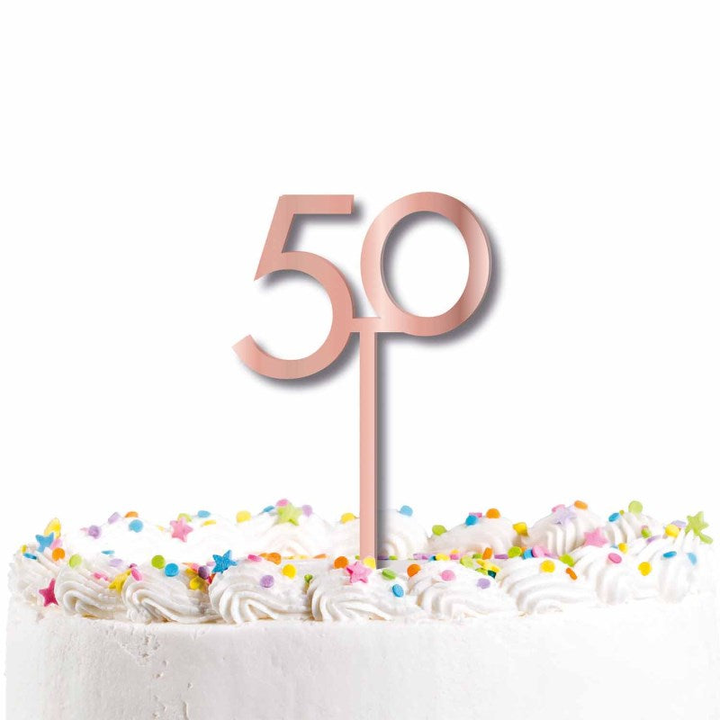 Rose Gold 50th Cake Topper