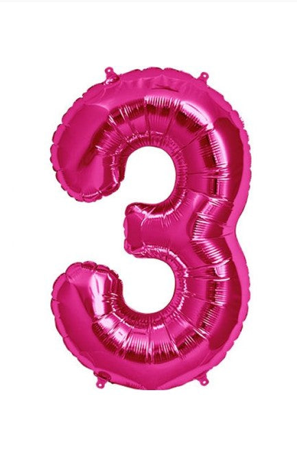 Qualatex 34" Pink Foil number balloon 3