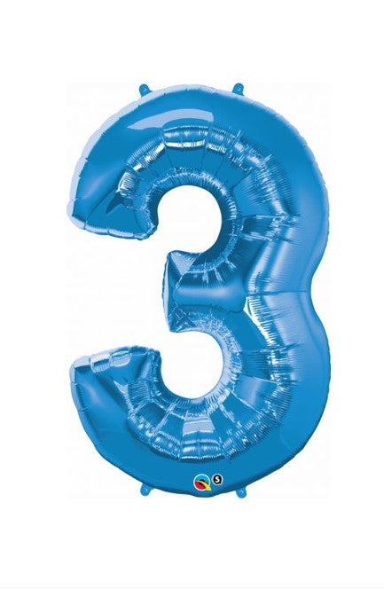 Qualatex 34" Sapphire Blue Foil Number 3 Balloon