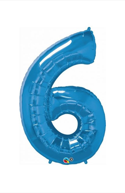 Qualatex 34" Sapphire Blue Foil Number  6 Balloon