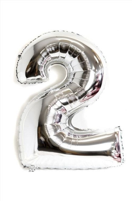 40" Silver Foil Number 2 Balloon