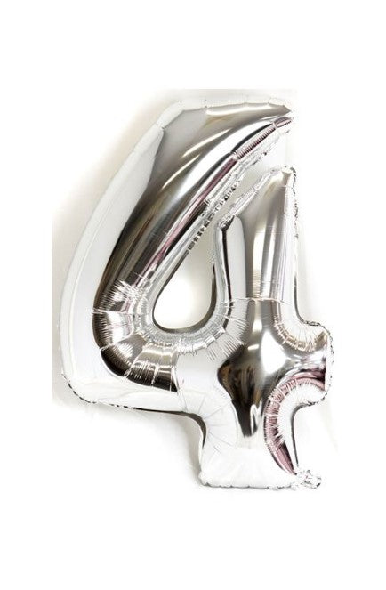 40" Silver Foil Number 4 Balloon