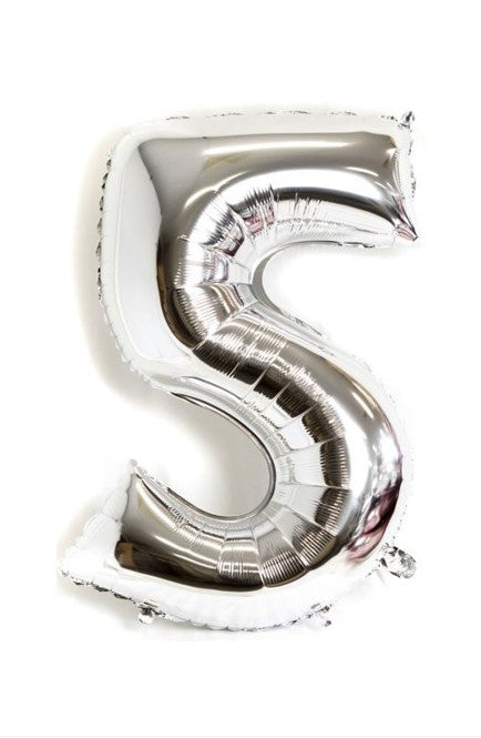 40" Silver Foil Number 5 Balloon