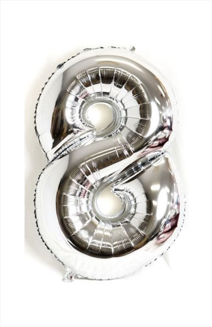 40" Silver Foil Number 8 Balloon