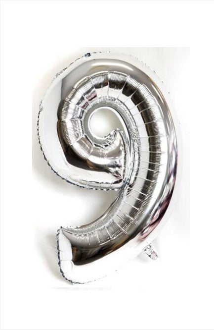 40" Silver Foil Number 9 Balloon
