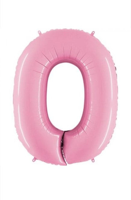 40" Pastel Pink Foil Number 0 Balloon