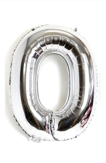 40" Silver Foil Number 0 Balloon