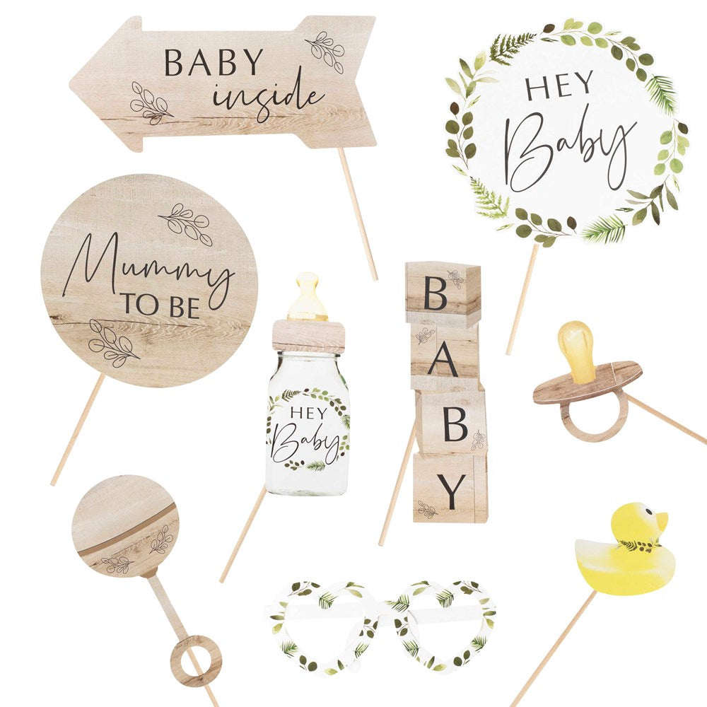 Ginger Ray Botanical Hey Baby Photo Booth Props