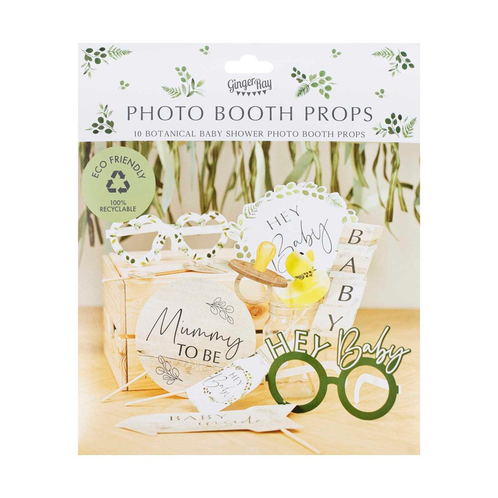 Ginger Ray Botanical Hey Baby Photo Booth Props in Package