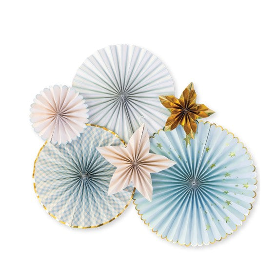 My Mind's Eye Baby Blue Fans set with 5 different shape of fans