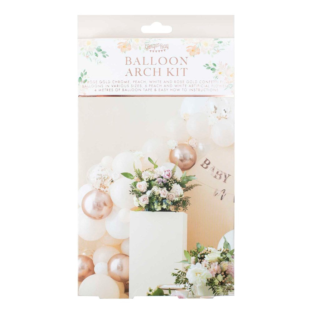 Baby in Bloom Peach White & Rose Gold Confetti Baby Shower Balloon Garland in Package