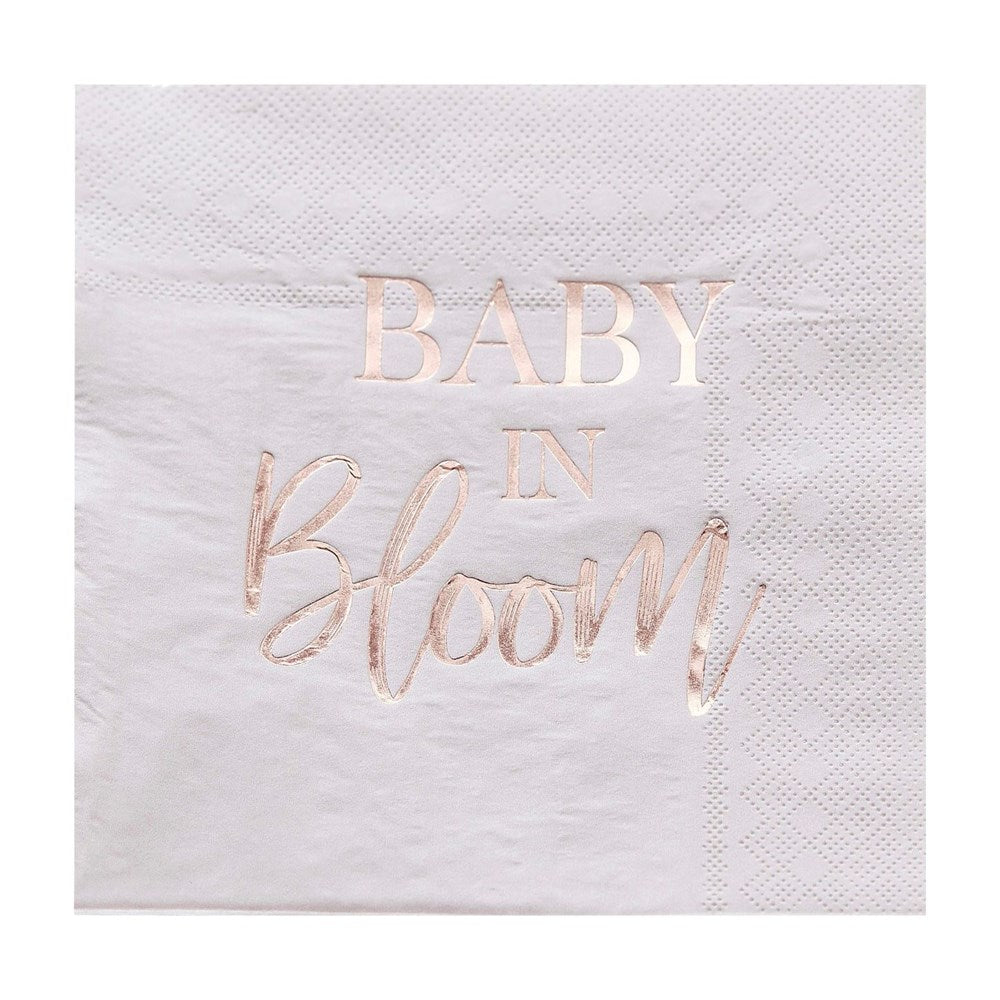 Baby in Bloom Rose Gold Baby Shower Napkins 