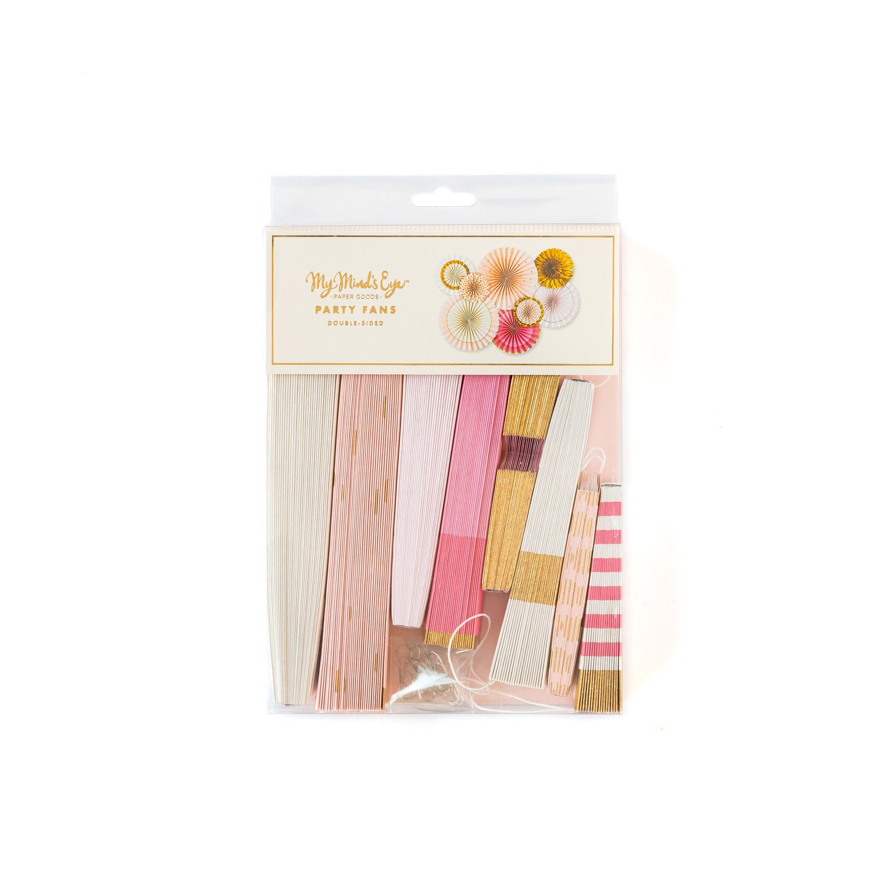 My Mind's Eye Pink and Gold Party Fans in Package