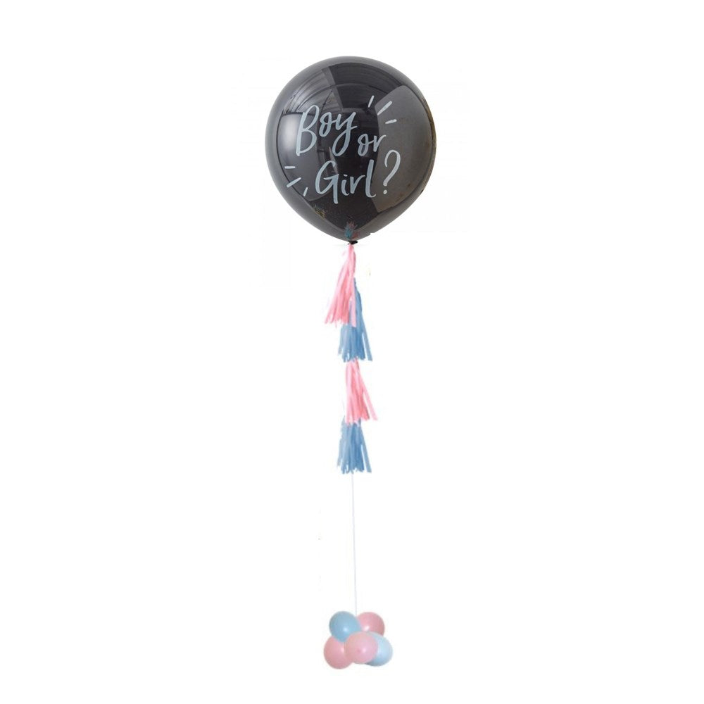 Boy or Girl Gender Reveal Jumbo Balloon with Helium and Tassel