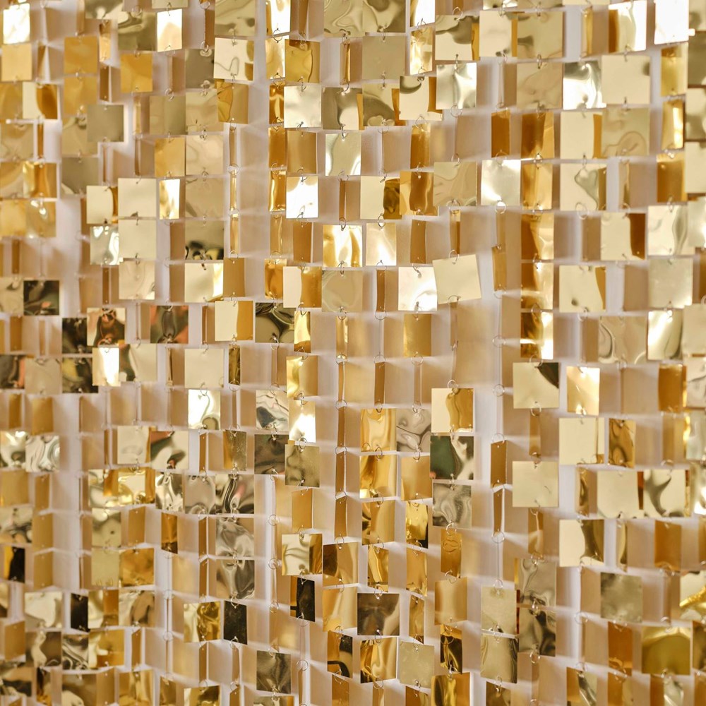 Champagne Gold Sequin Hanging Backdrop Decoration with details