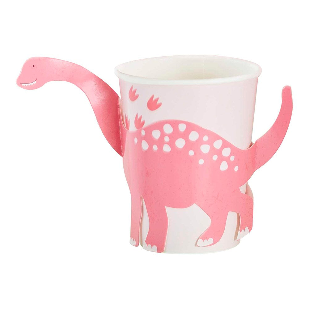 Ginger Ray Pink Dinosaur Pop Out Cups (PK8)