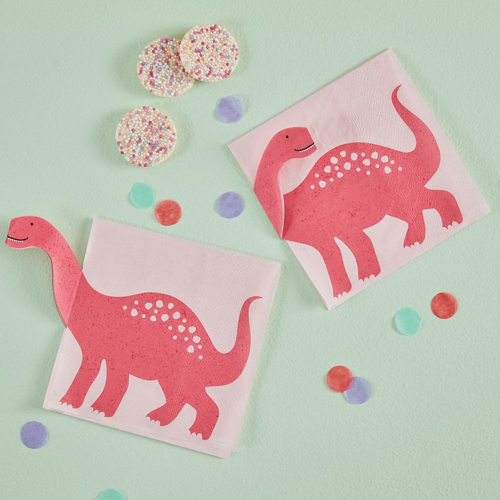 Ginger Ray Pink Dinosaur Pop Out Napkins (PK16)