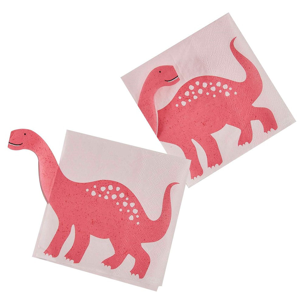 Ginger Ray Pink Dinosaur Pop Out Napkins (PK16)
