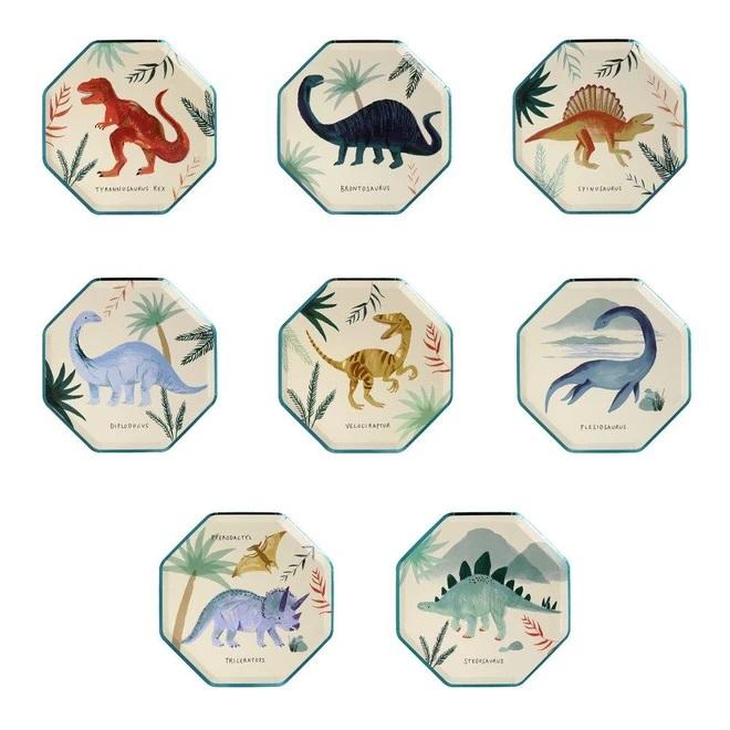 MeriMeri Dinosaur Kingdom Side Plates with 8 different designs