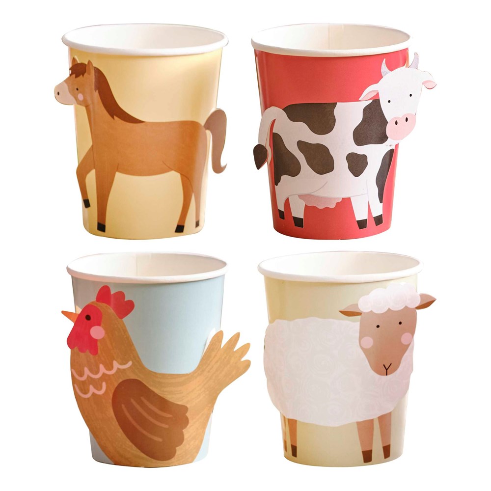 Ginger Ray Farm Friends Party Cups (PK8)