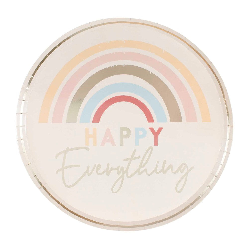 Ginger Ray Happy Everything Natural Rainbow Plates (PK8)