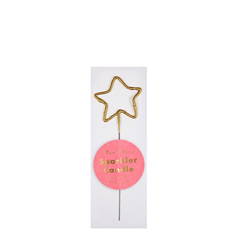 MeriMeri Mini Sparkler Candle Gold star Shape