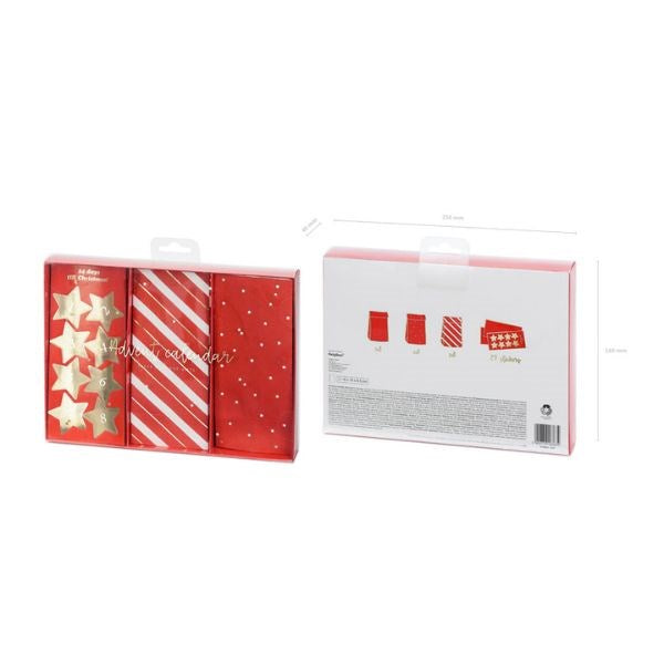 Classic Red Advent Calendar Paper Bags